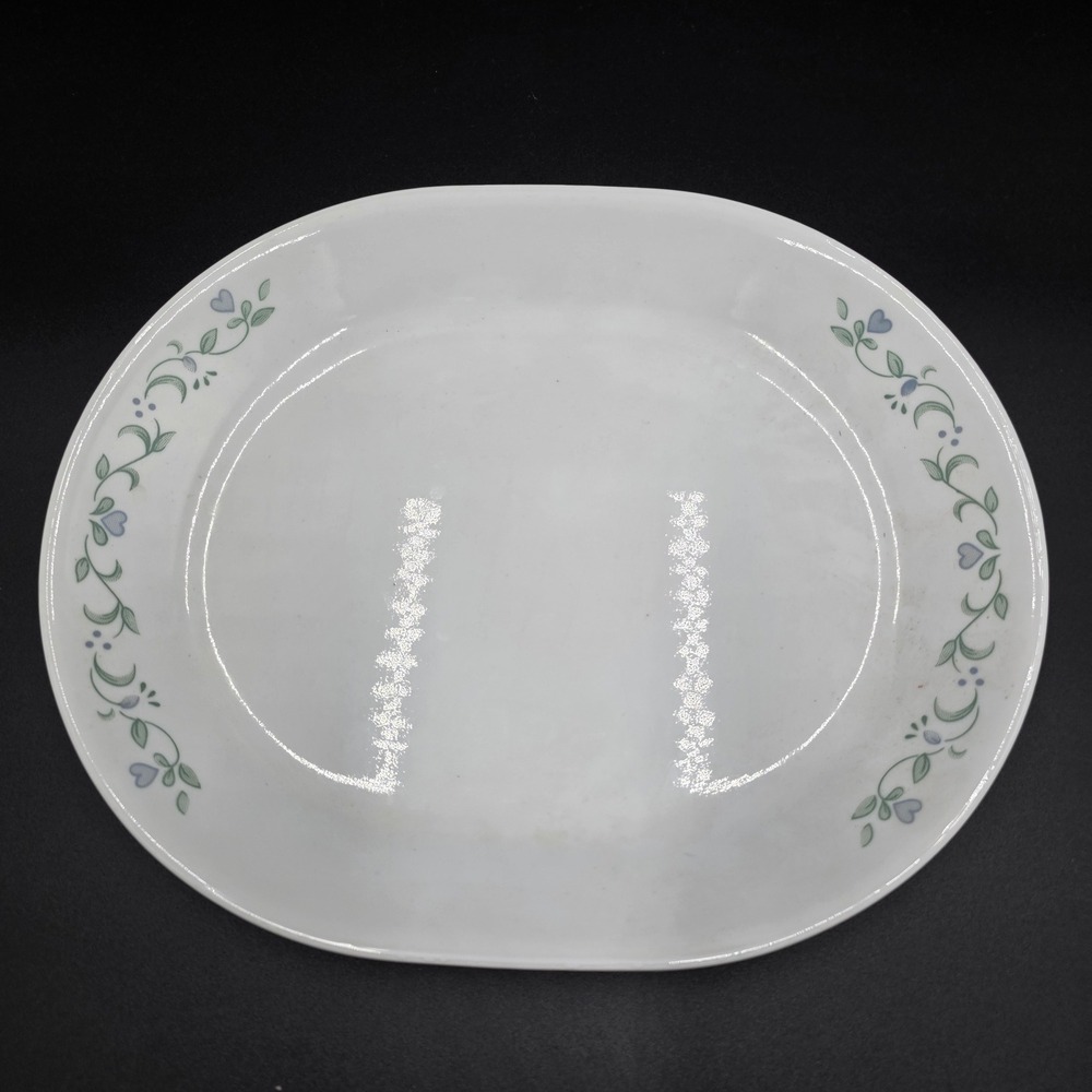 Corelle 12 inch dinner‎ plate floral blue green vine break chip resistant